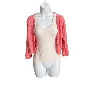 Talbots Pink Knit Open Cardigan